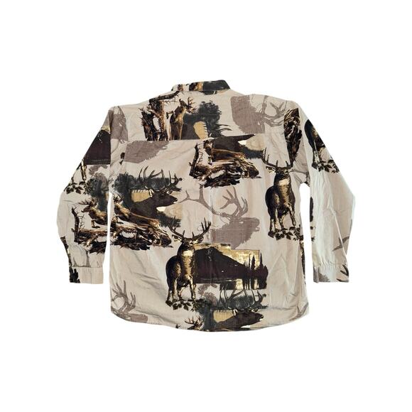 VTG Michael Austin Rugged Wear Wildlife Deer Print Button Down Shirt Size Large - Picture 5 of 8